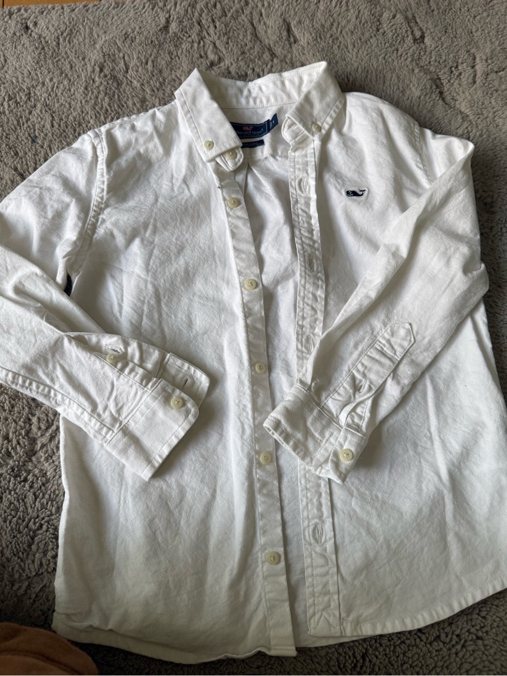 Vineyard Vines White Button-Down Shirt with Whale Logo for Little boys